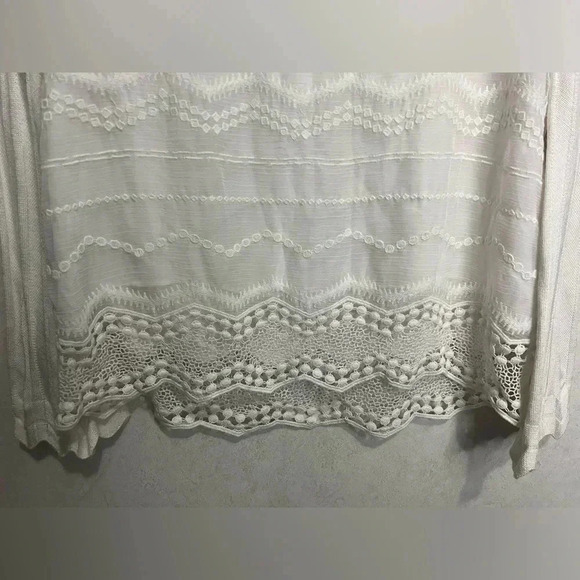 White House Black Market Layered Crochet Lace Trimmed Sweater Blouse Size Small - Picture 5 of 11